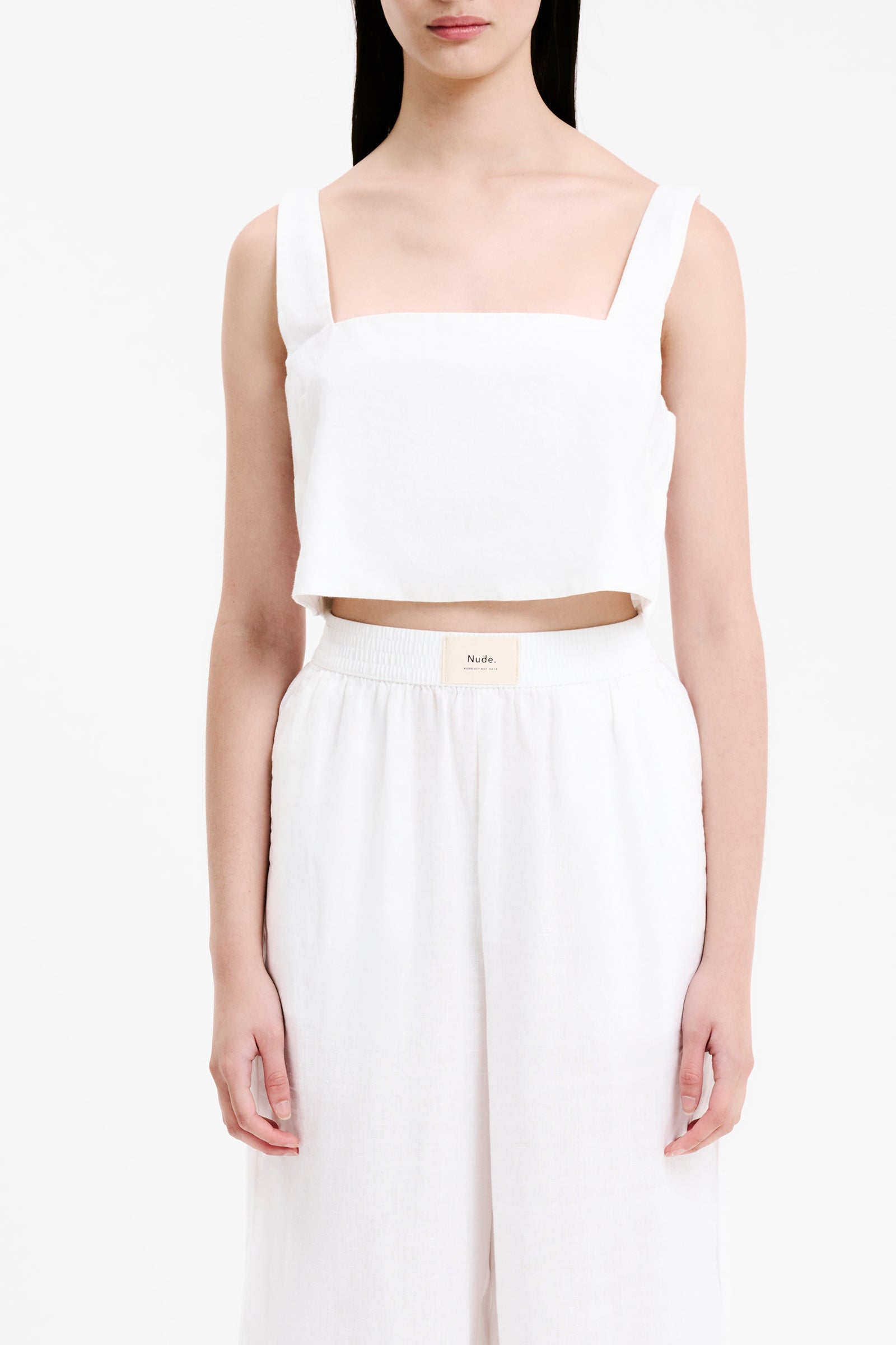Nude Lucy Lounge Heritage Linen Camisole Top In White 