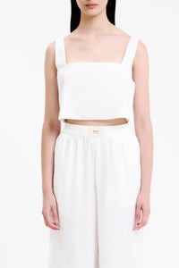 Nude Lucy Lounge Heritage Linen Camisole Top in White