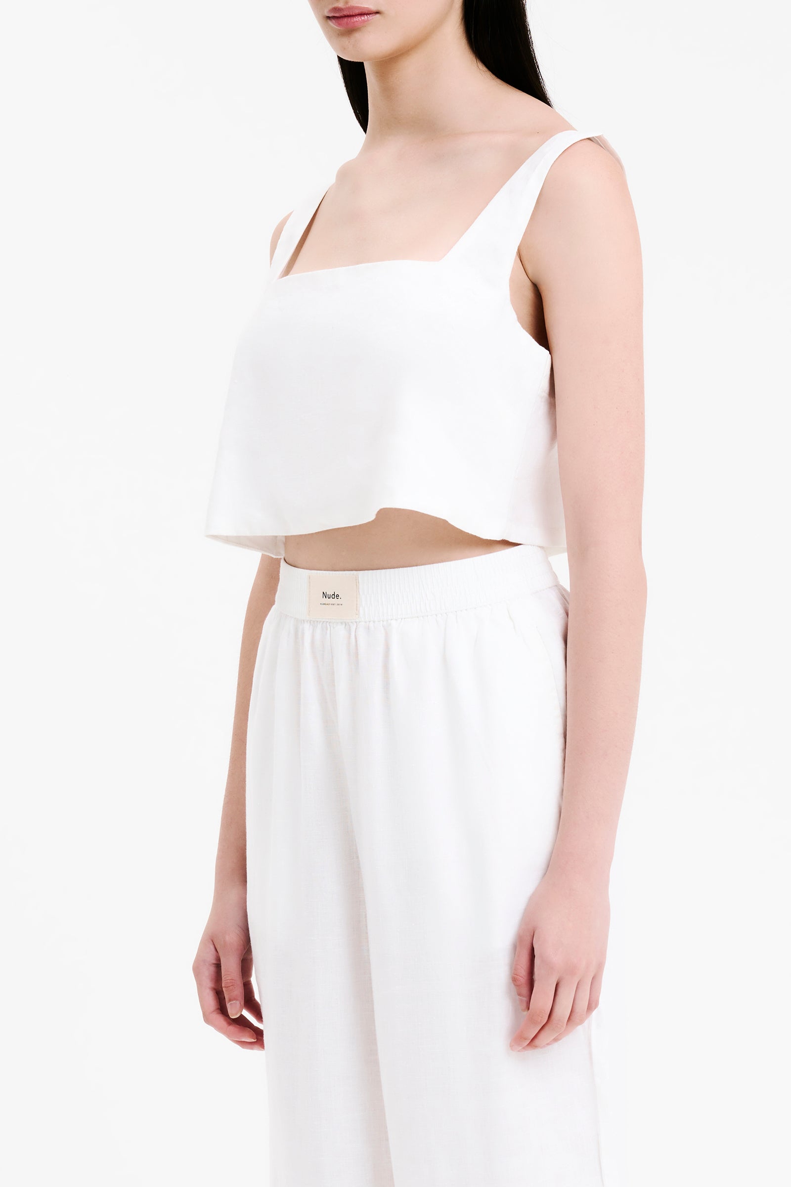 Nude Lucy Lounge Heritage Linen Camisole Top In White 