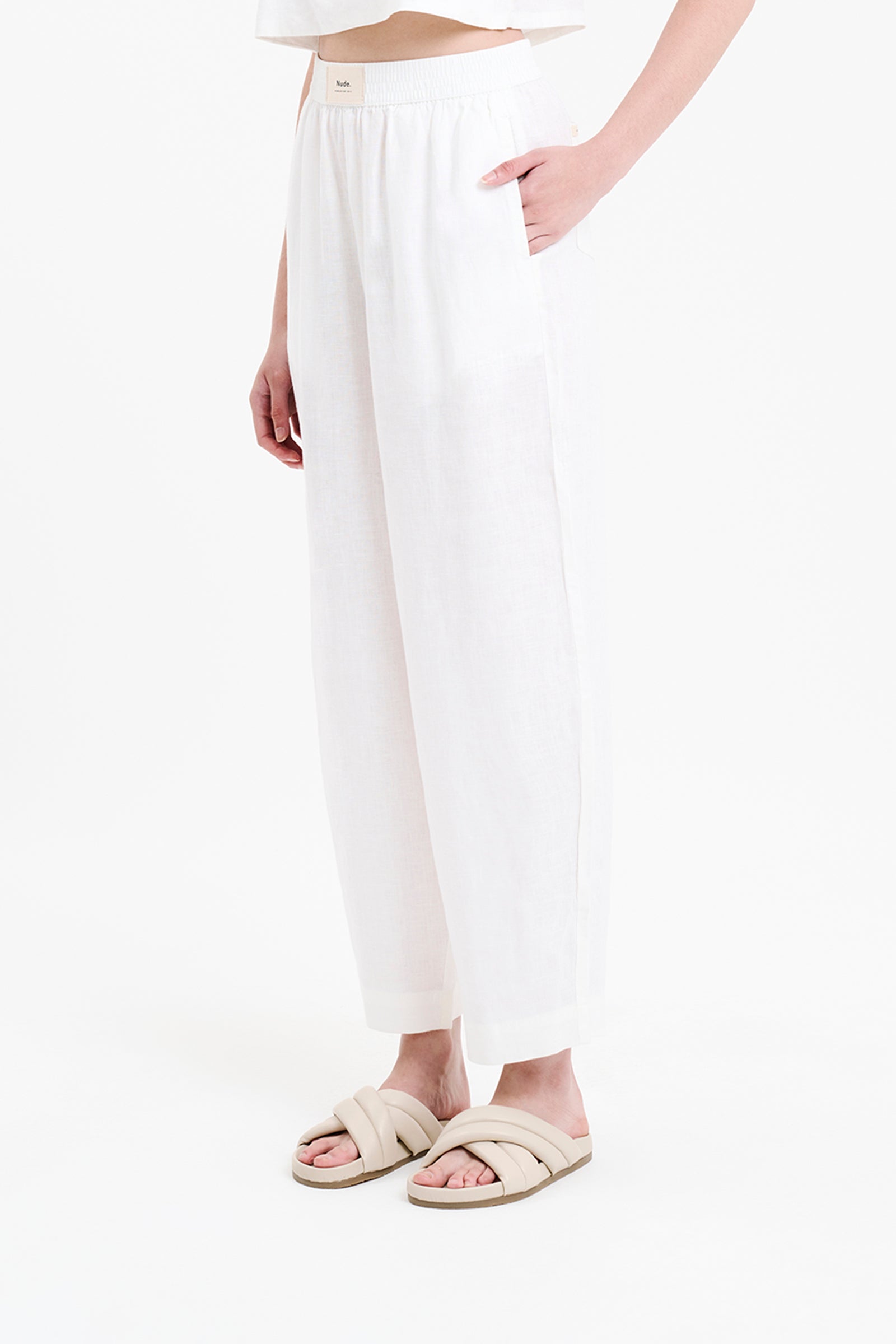 Nude Lucy Lounge Heritage Linen Pant In White 