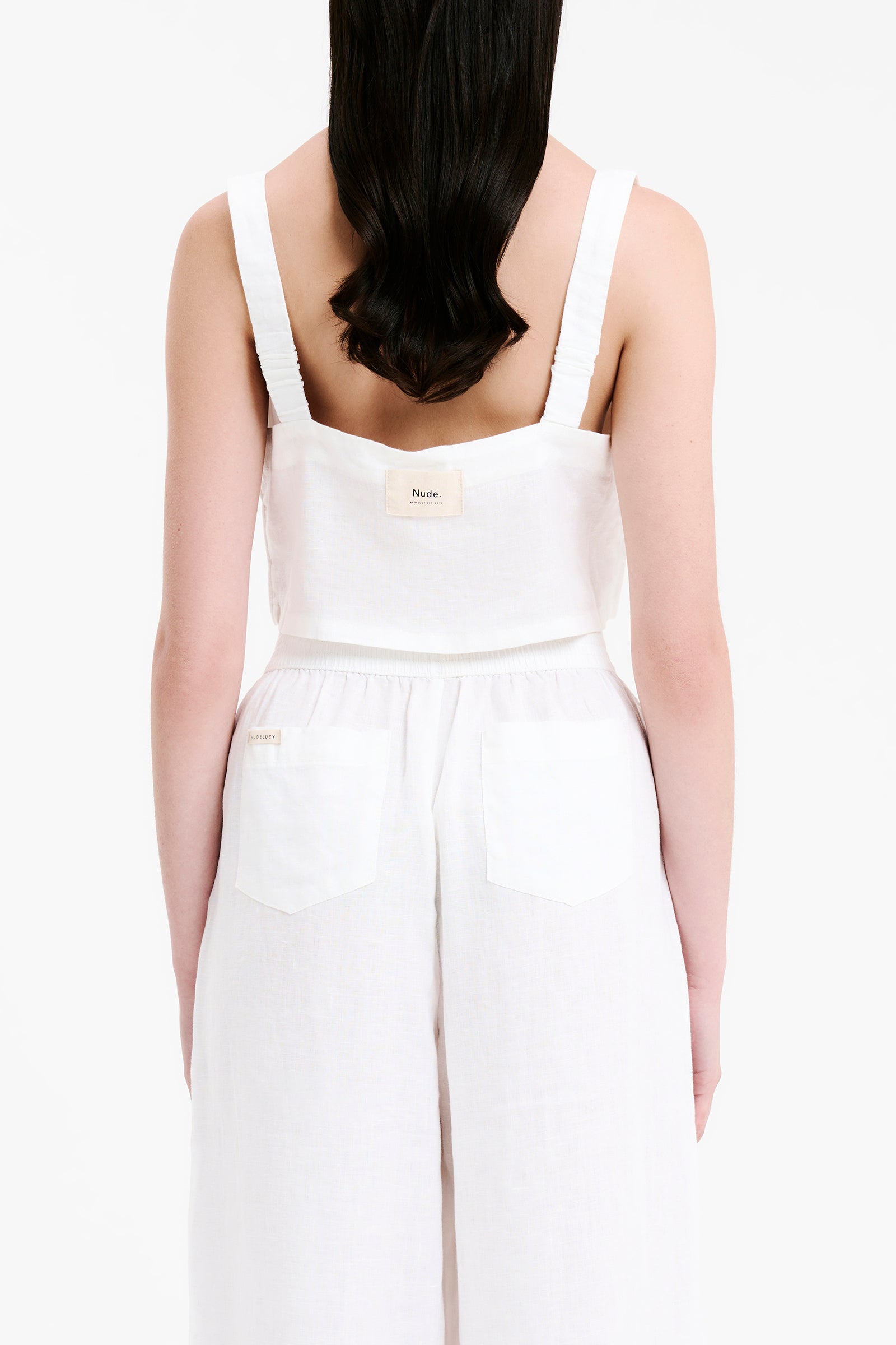 Nude Lucy Lounge Heritage Linen Camisole Top In White 