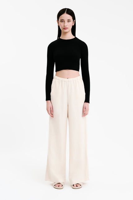 ESSENTIAL LS WAFFLE TEE-Black