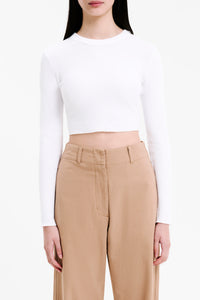 Nude Lucy Essential Long Sleeve Waffle Tee in White