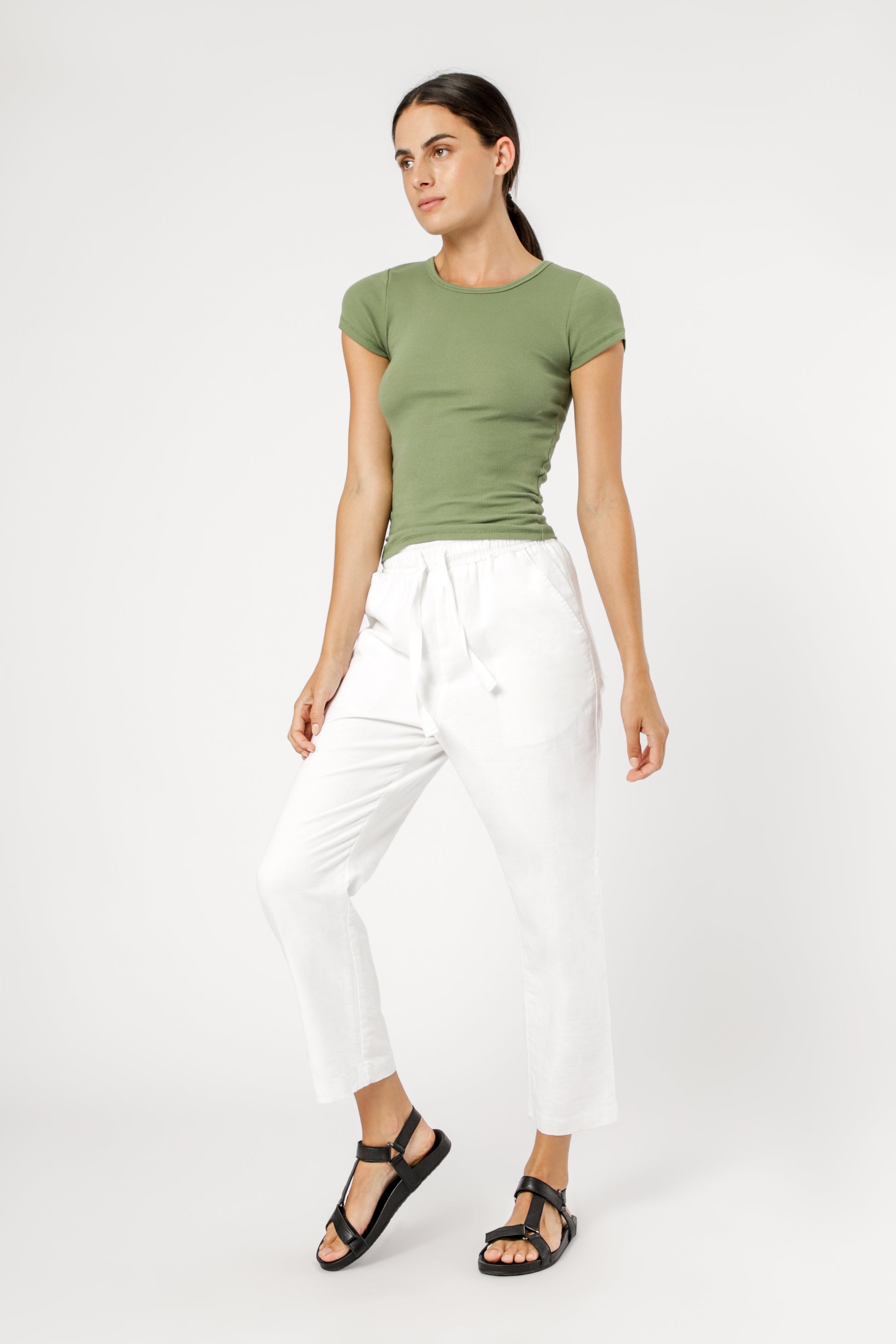 Nude Lucy Charlie Rib Tee Army T Shirt 