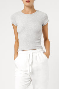 Nude Lucy charlie rib tee grey marle t shirt top