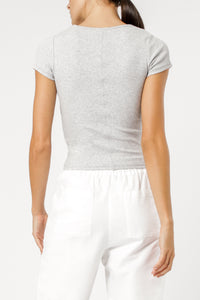 Nude Lucy charlie rib tee grey marle t shirt top