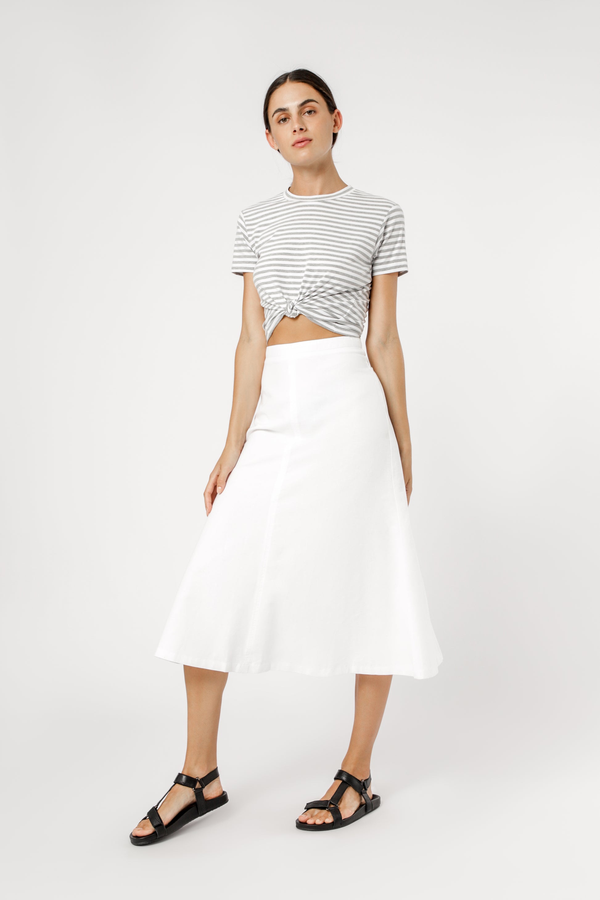 Nude Lucy Isla Linen Midi Skirt White Skirt 