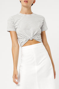 Nude Lucy gracie knot front tee grey stripe t shirt top