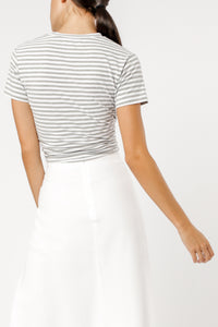Nude Lucy gracie knot front tee grey stripe t shirt top