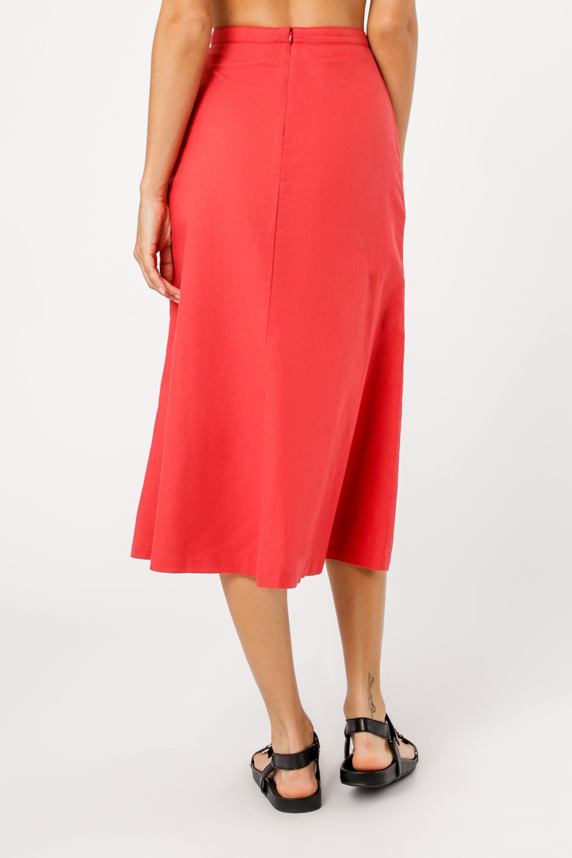 Nude Lucy Isla Linen Midi Skirt Tomato Skirt 