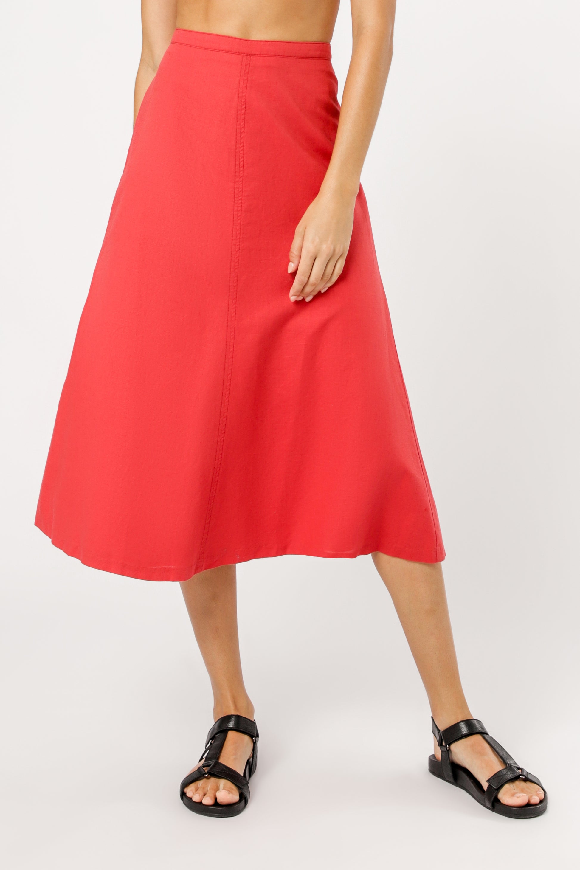 Nude Lucy Isla Linen Midi Skirt Tomato Skirt 