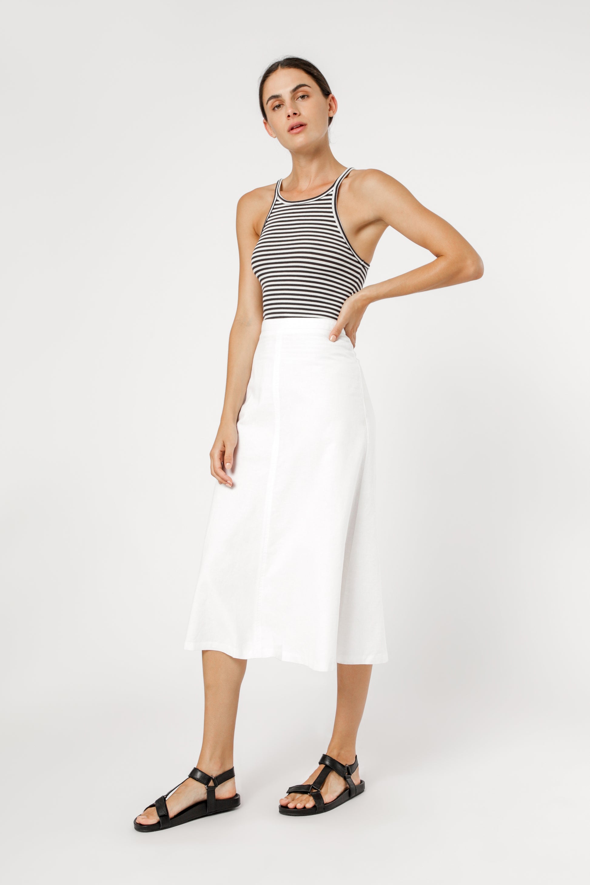 Nude Lucy Charlie Rib Tank Coal Stripe Top 