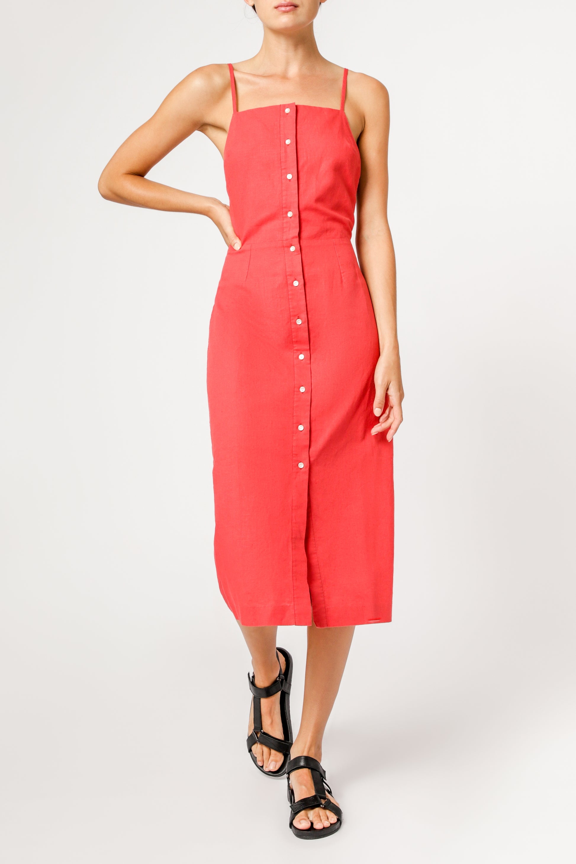 Nude Lucy Isla Linen Midi Dress Tomato Dress 