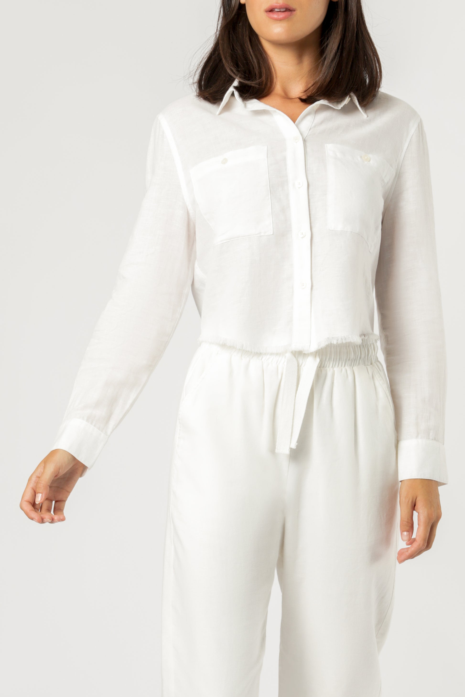 Nude Lucy Amber Crop Linen Shirt White Shirt 