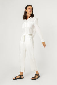 Nude Lucy amber crop linen shirt white shirt
