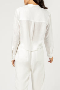 Nude Lucy amber crop linen shirt white shirt