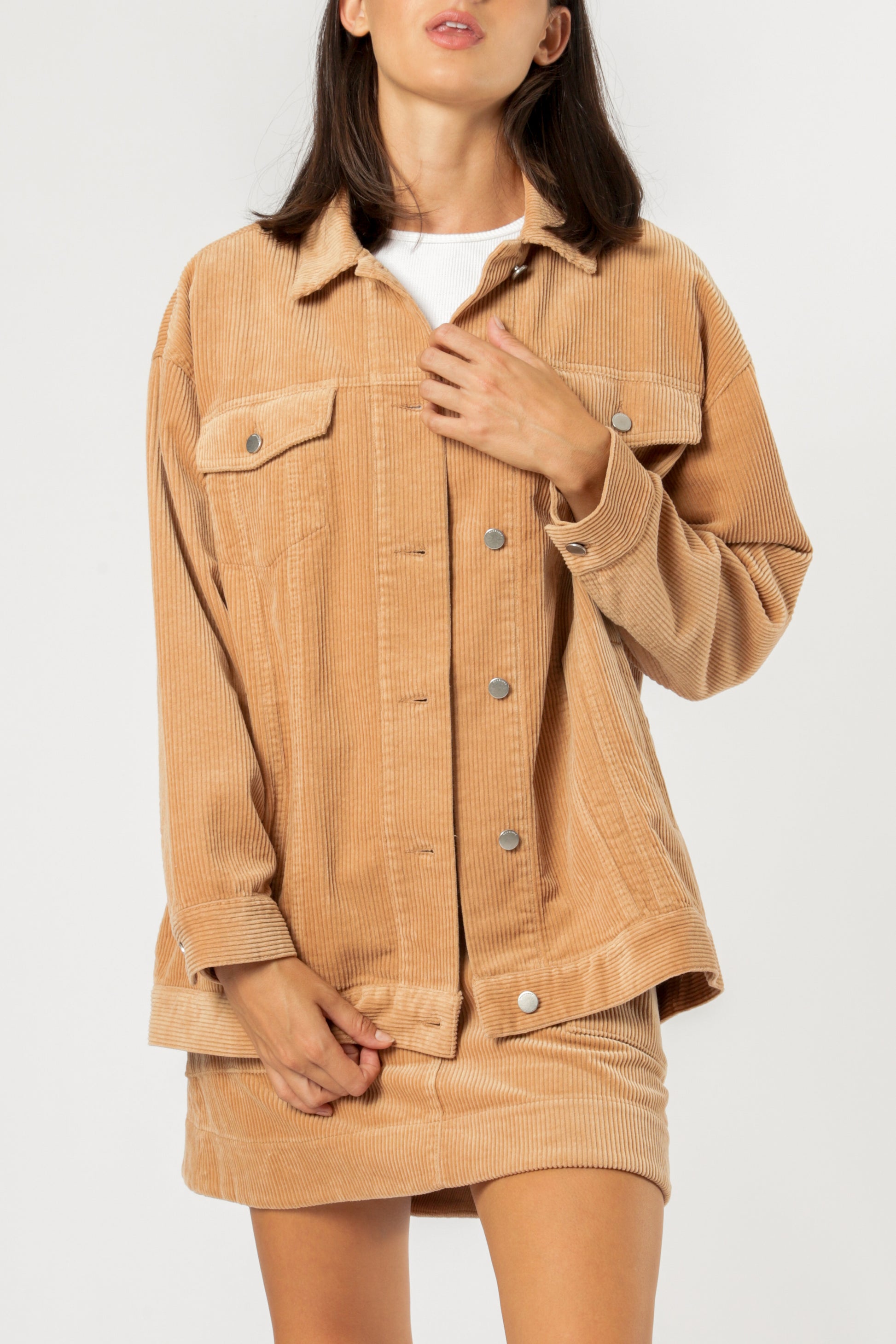 Nude Lucy Corduroy Longline Trucker Jacket Sand Jackets 