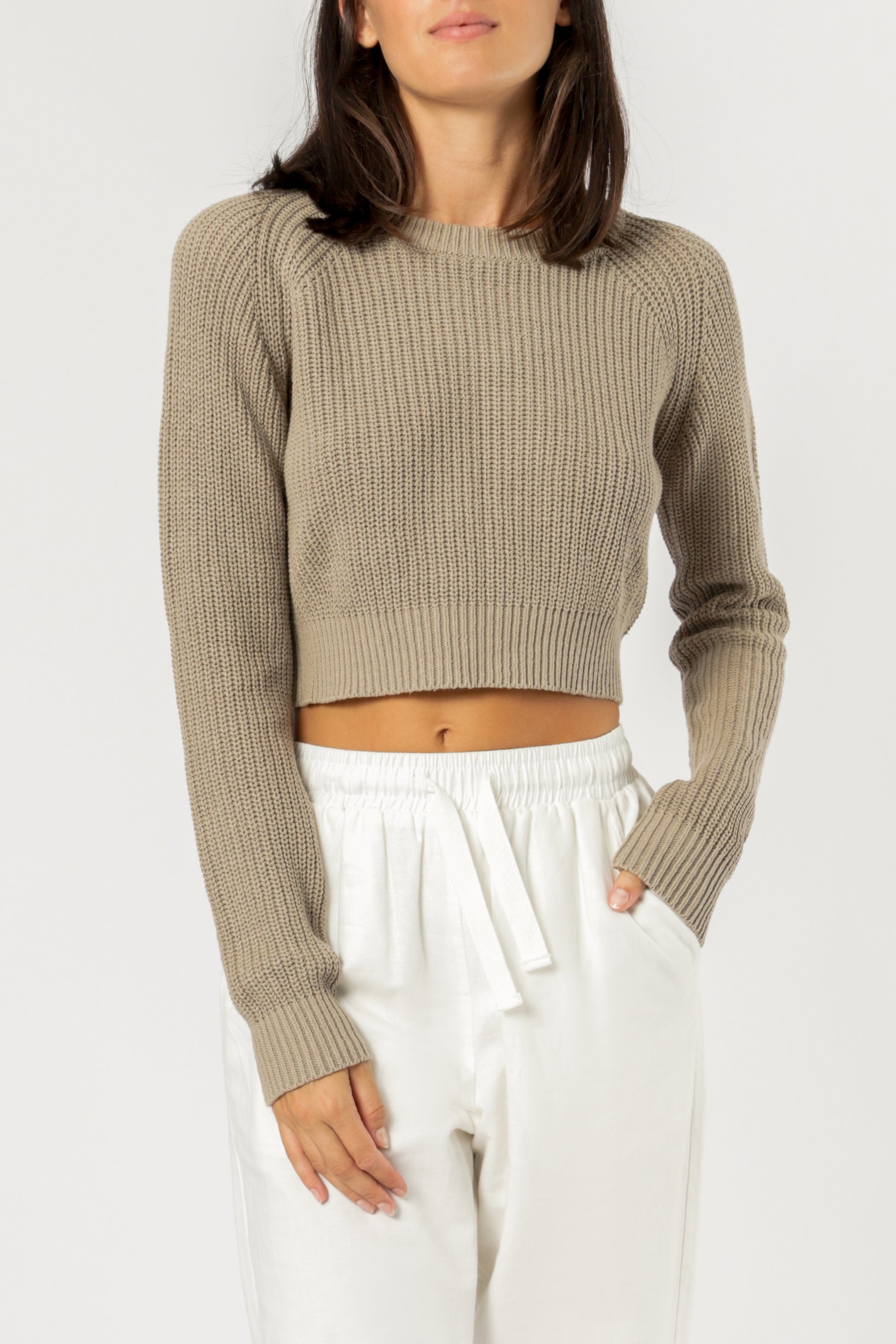 Nude Lucy Brooklyn Crop Knit Taupe Knitwear 
