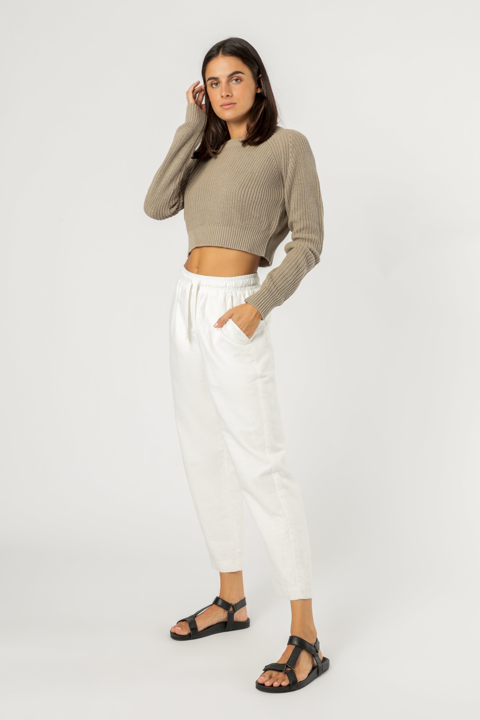 Nude Lucy Brooklyn Crop Knit Taupe Knitwear 