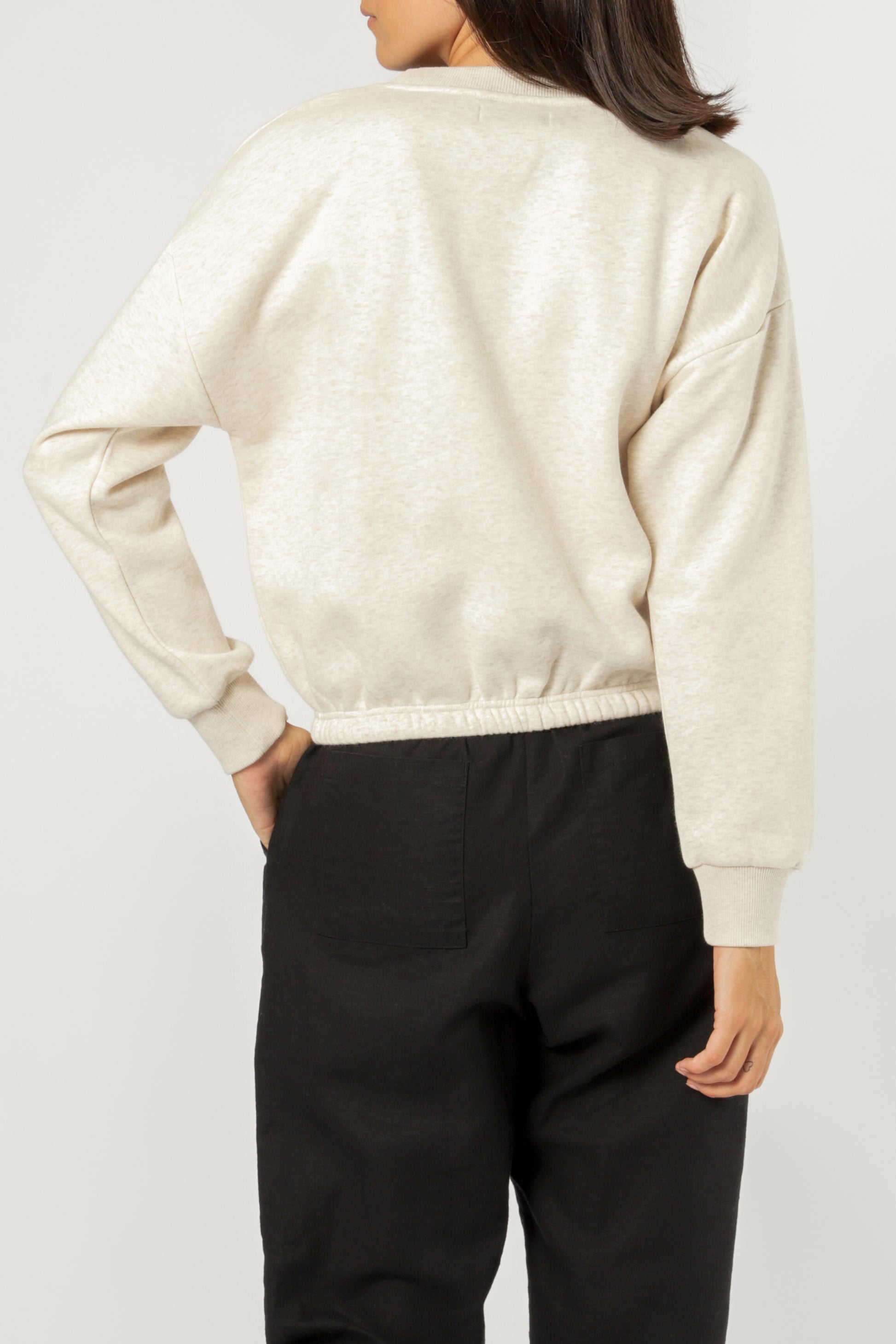 Nude Lucy Nixon Drawcord Sweat Cream Marle Sweats 