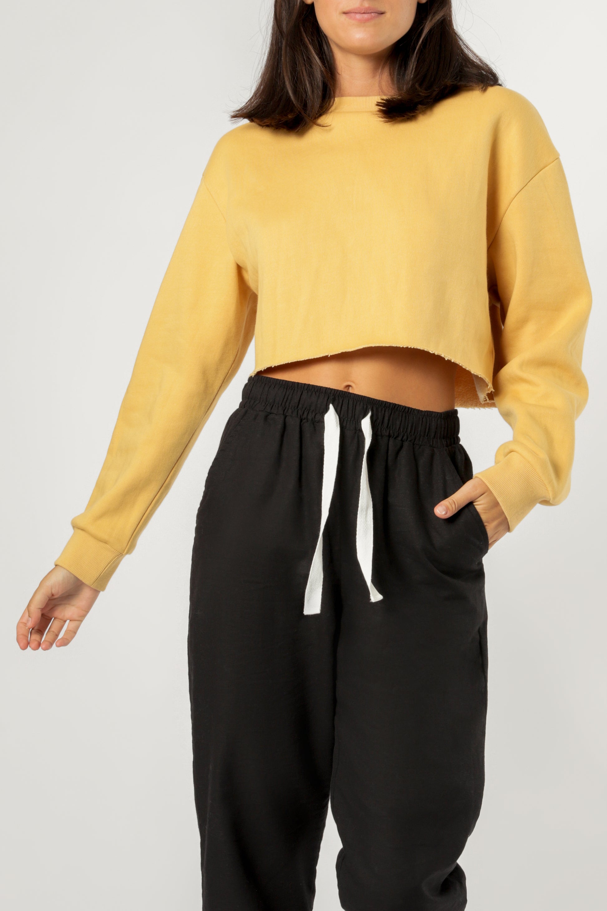 Nude Lucy Carter Classic Crop Sweat Washed Mustard Sweats 