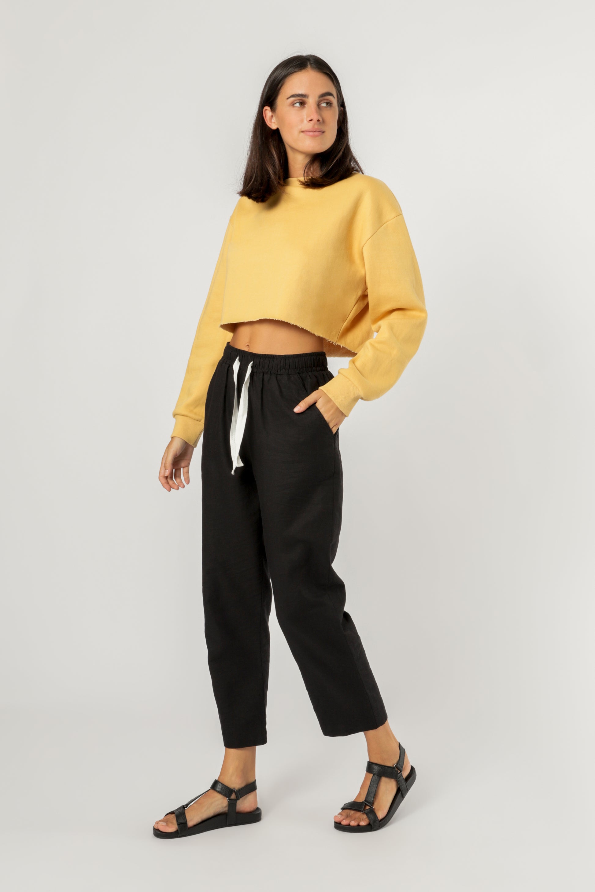 Nude Lucy Carter Classic Crop Sweat Washed Mustard Sweats 
