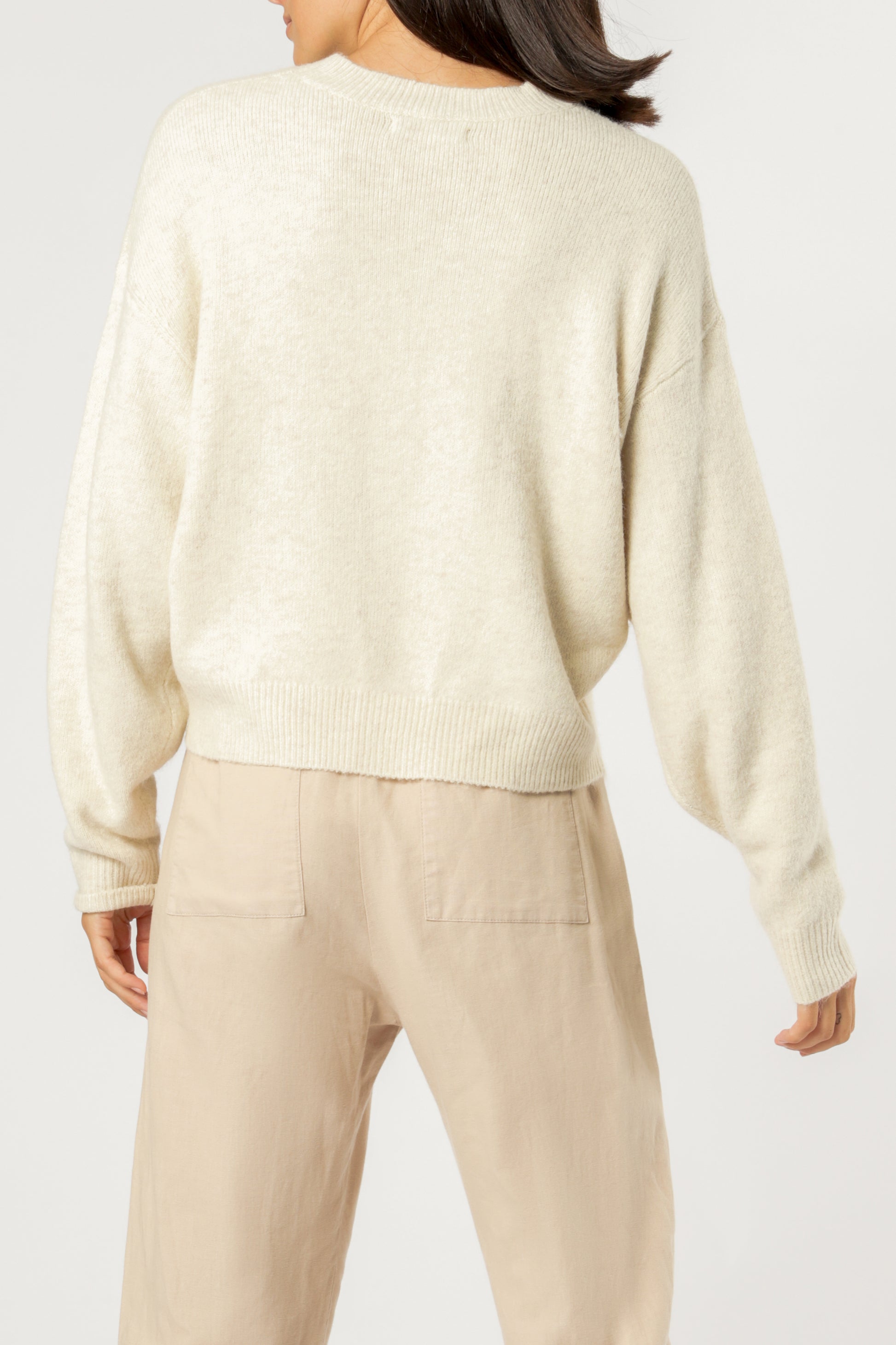Nude Lucy Remi Crew Neck Jumper Cream Marle Knitwear 