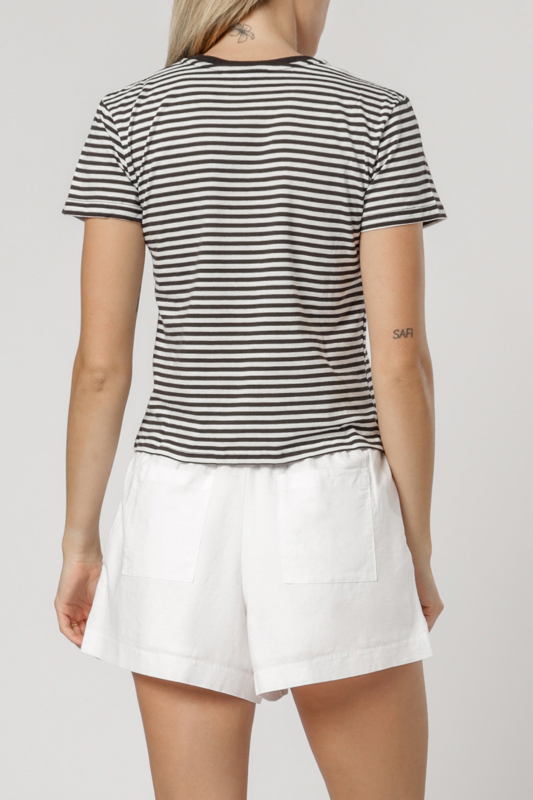 Nude Lucy Gracie Ringer Tee Washed Blk Str T Shirt 