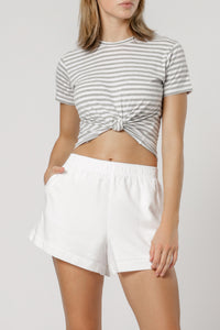 Nude Lucy mia knot front tee grey stripe top