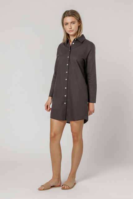 POPPY SHIRT DRESS-Coal
