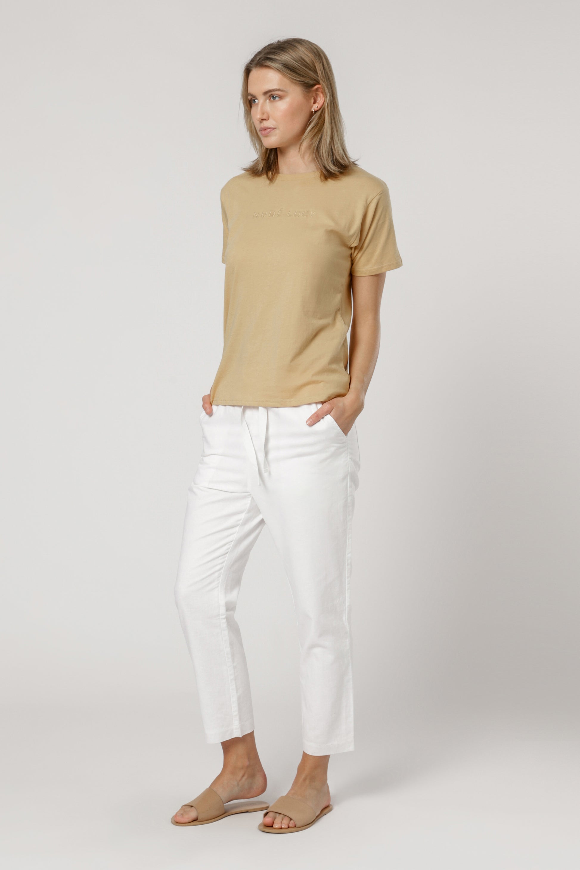 Nude Lucy Nude Lucy Slogan Tee Washed Mustard T Shirt 