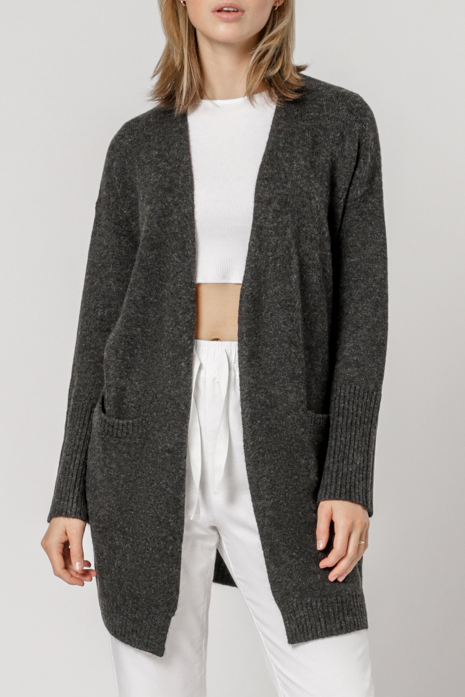 Nude Lucy Zaida Cardigan Charcoal Knitwear 