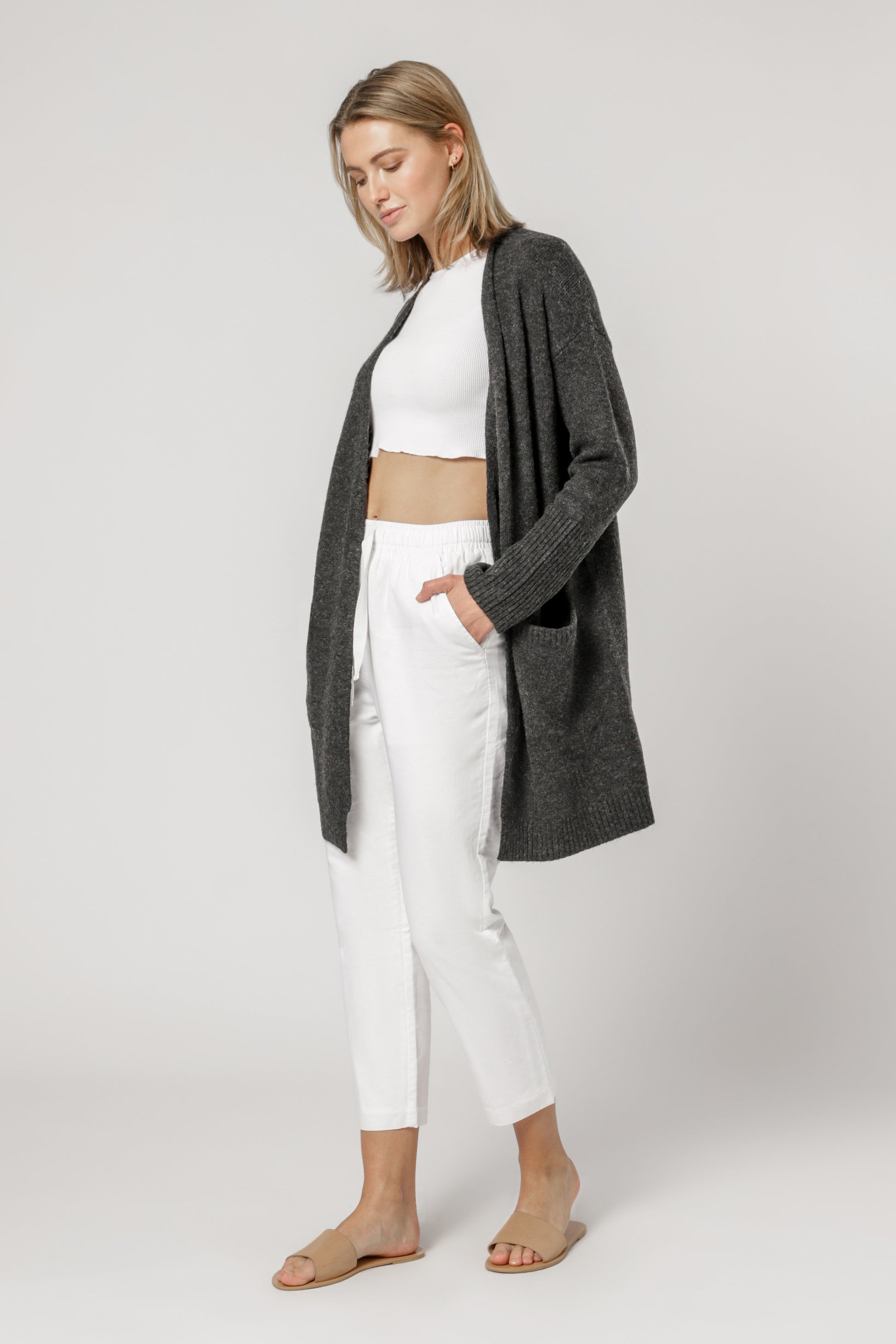 Nude Lucy Zaida Cardigan Charcoal Knitwear 