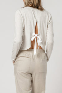 Nude Lucy bristol long sleeve tie back tee cream marle top