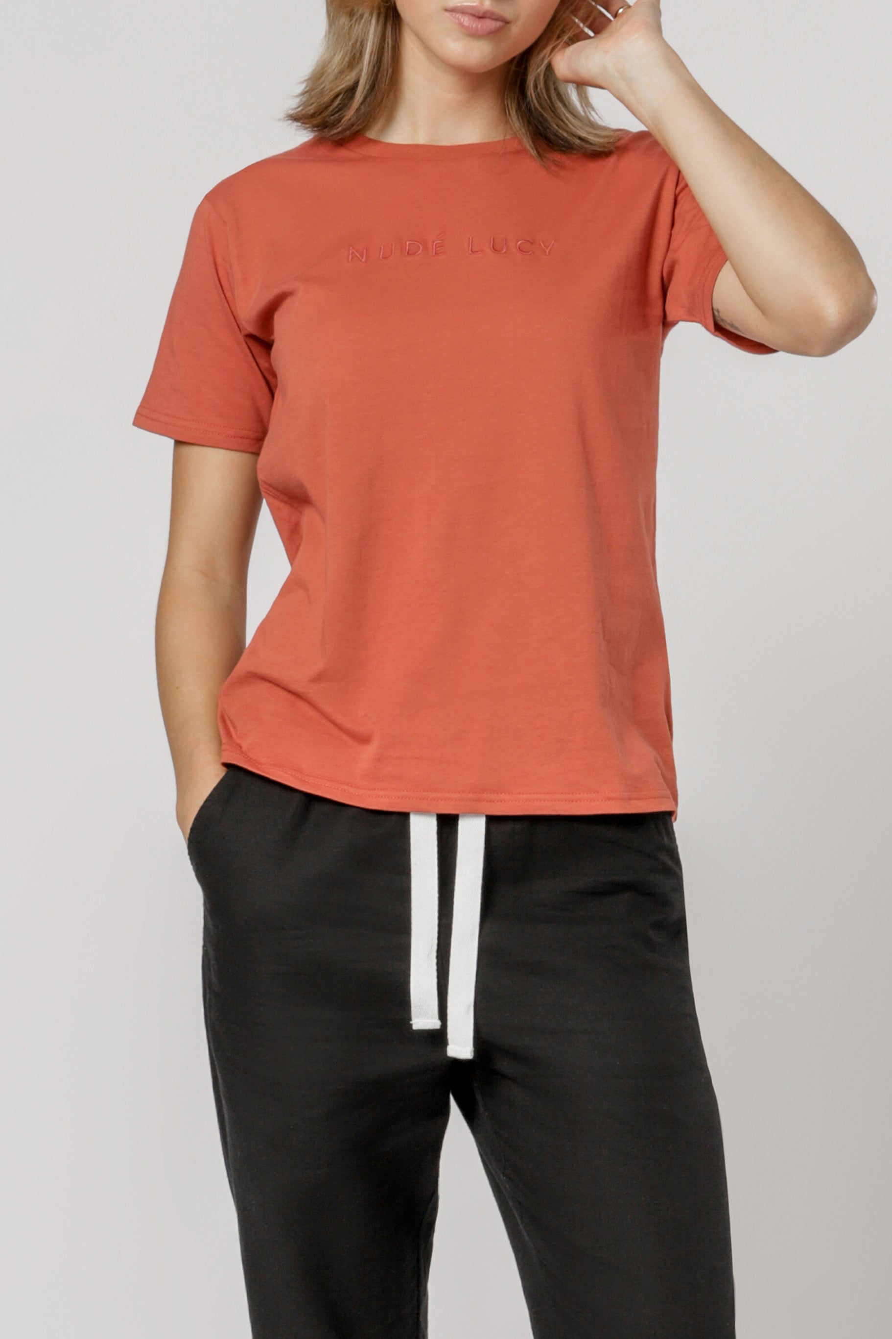 Nude Lucy Nude Lucy slogan tee auburn t shirt