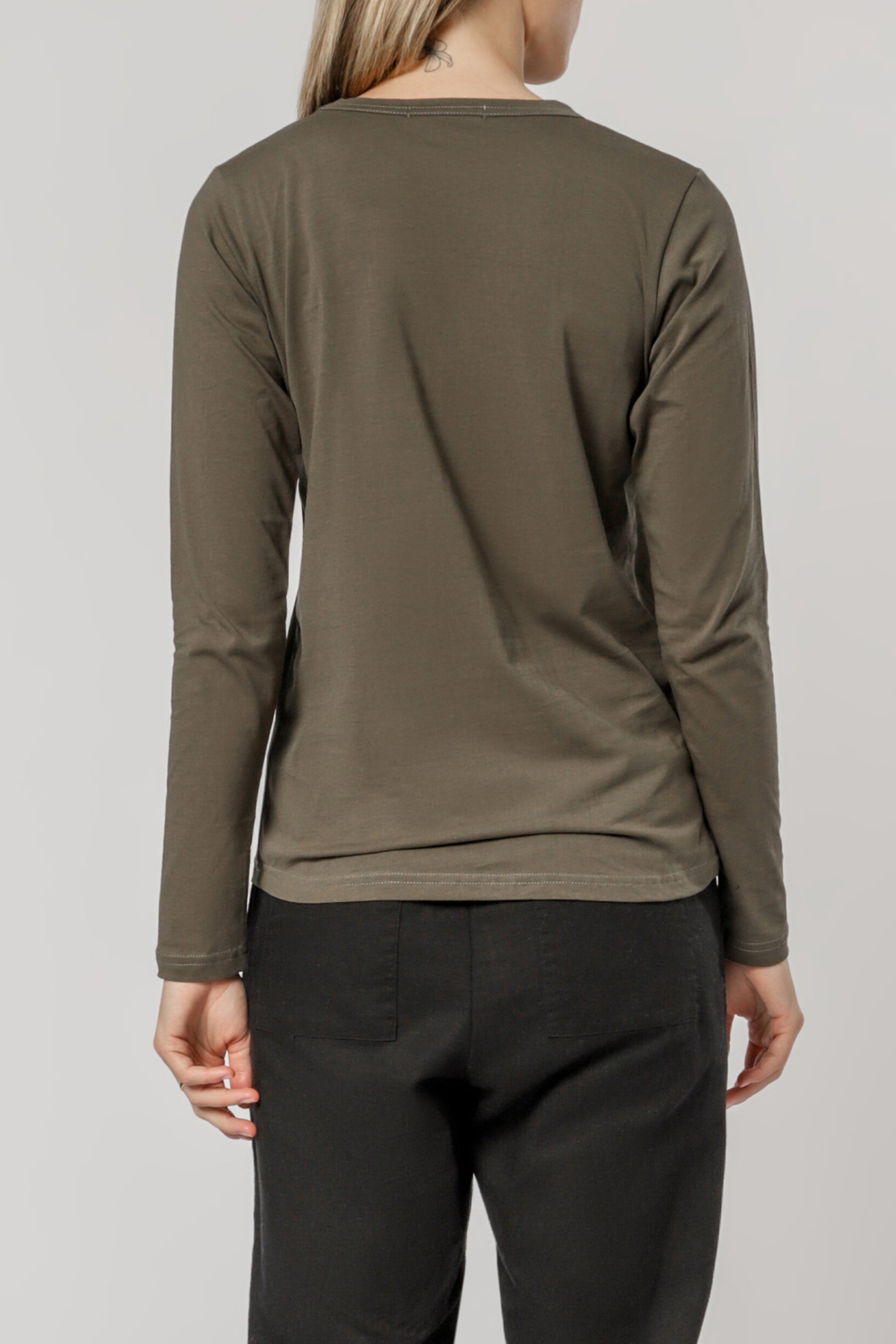 Nude Lucy Ava Long Sleeve Tee Khaki Top 