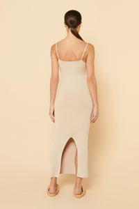 Nude Lucy Xin Knit Midi Dress in a Light Brown Latte Colour