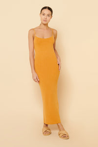 Nude Lucy Xin Knit Midi Dress In an Orange Tangelo Colour