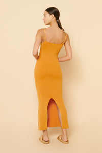 Nude Lucy Xin Knit Midi Dress In an Orange Tangelo Colour