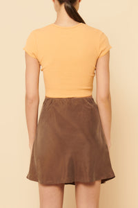 Nude Lucy Dylan Button Front Waffle Tee In an Orange Tangelo Colour