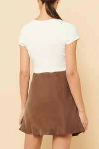 Nude Lucy Dylan Button Front Waffle Tee in White