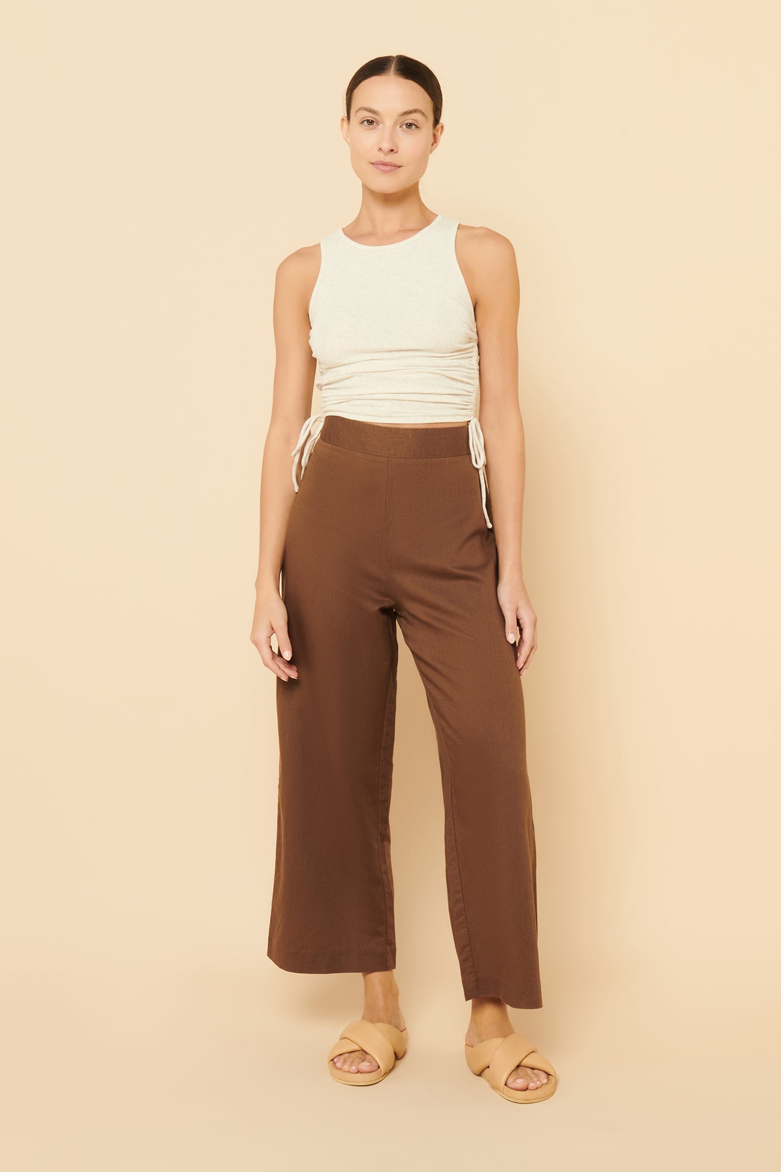 Nude Lucy Eve Organic Drawstring Tank Cream In Marle 