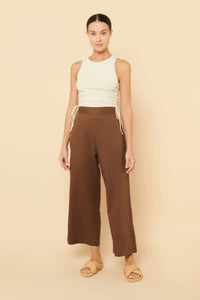 Nude Lucy Selma Wide Leg Pant In a Brown Chocolate Colour