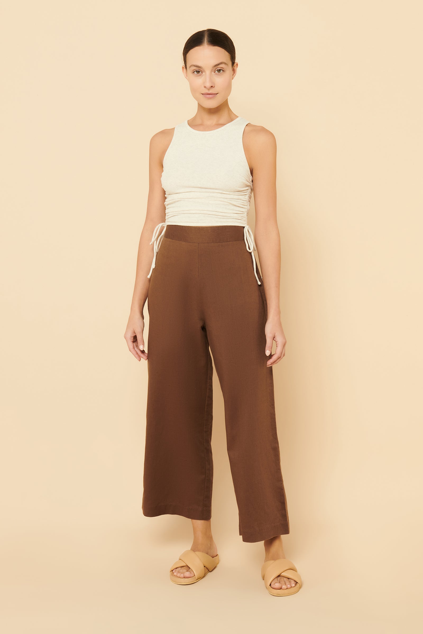 Nude Lucy Selma Wide Leg Pant In A Brown Chocolate Colour 
