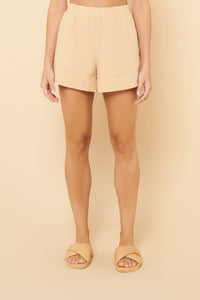 Nude Lucy Naya Washed Cotton Short in a Light Brown Latte Colour