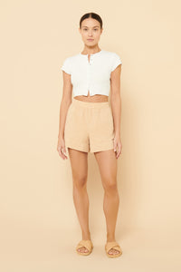 Nude Lucy Naya Washed Cotton Short in a Light Brown Latte Colour