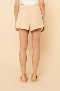 Nude Lucy Naya Washed Cotton Short in a Light Brown Latte Colour