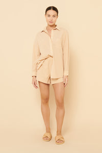 Nude Lucy Naya Washed Cotton Shirt in a Light Brown Latte Colour