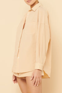 Nude Lucy Naya Washed Cotton Shirt in a Light Brown Latte Colour