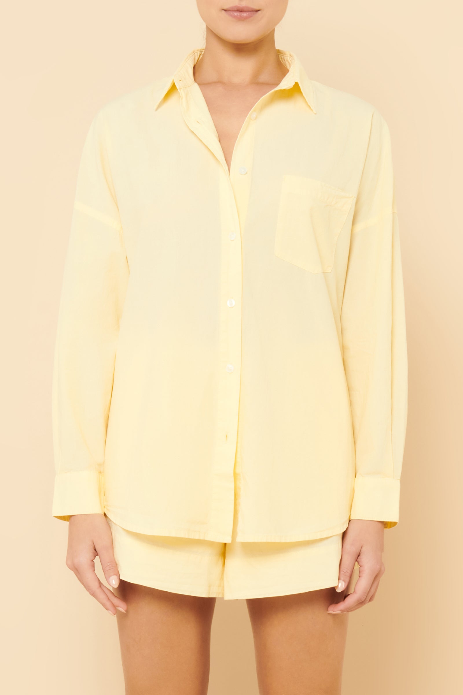 Nude Lucy Naya Washed Cotton Shirt In A Yellow Lemonade Colour 